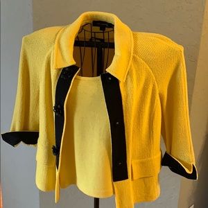 St. John Yellow and Black Knit Jacket with Top